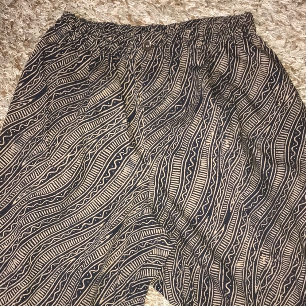Issey Miyake Navy and Beige Patterned Garment